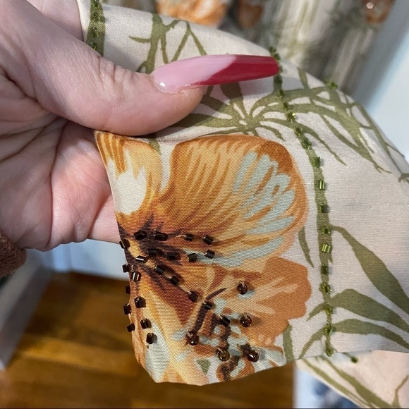 Adrianna Papell silk beaded wide leg pants 12 - Picture 6 of 7